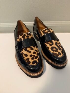 Patent Leather Leopard Print Penny Loafers NWOB